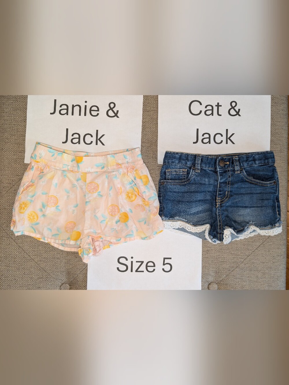 2 Pairs Of 5T Girls Shorts, Janie & Jack And Cat & Jack